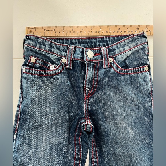 TRUE RELIGION Boys' 80s faded blue red jeans size 8 - Picture 7 of 10